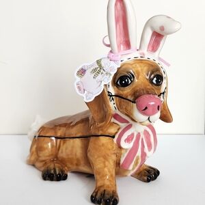 Blue Sky Clayworks Dachshund Dog with Easter Bunny Ears Costume Figurine New